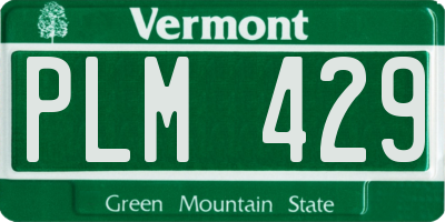 VT license plate PLM429