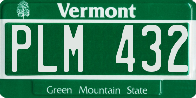 VT license plate PLM432