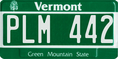 VT license plate PLM442
