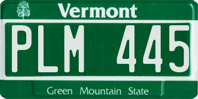 VT license plate PLM445