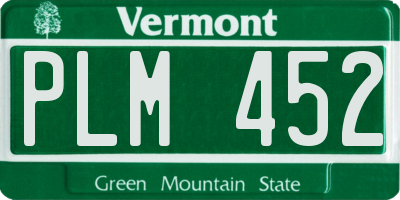 VT license plate PLM452