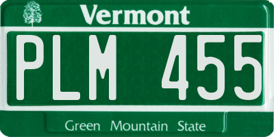 VT license plate PLM455