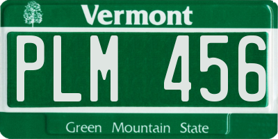 VT license plate PLM456