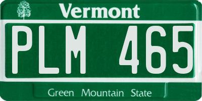 VT license plate PLM465