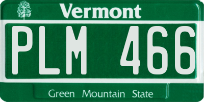 VT license plate PLM466