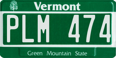 VT license plate PLM474