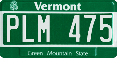 VT license plate PLM475