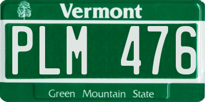 VT license plate PLM476