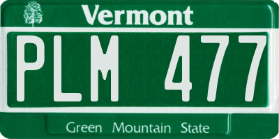 VT license plate PLM477