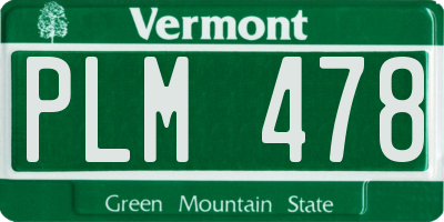 VT license plate PLM478