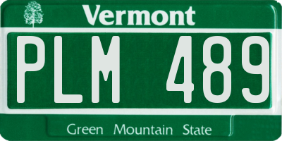 VT license plate PLM489