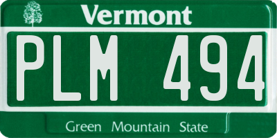 VT license plate PLM494