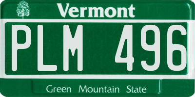VT license plate PLM496
