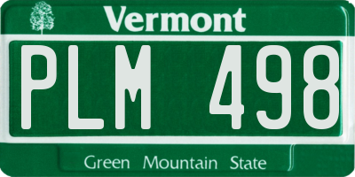 VT license plate PLM498