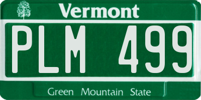 VT license plate PLM499