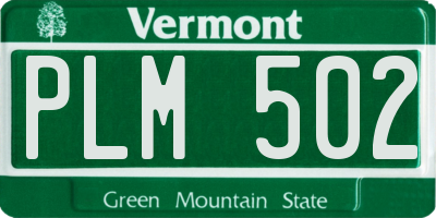 VT license plate PLM502