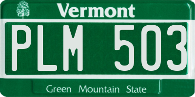 VT license plate PLM503