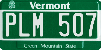 VT license plate PLM507