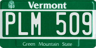 VT license plate PLM509