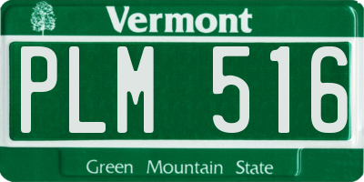 VT license plate PLM516