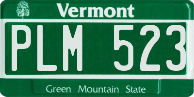 VT license plate PLM523