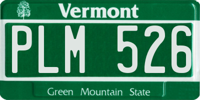 VT license plate PLM526