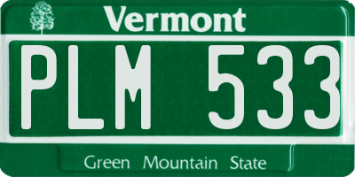 VT license plate PLM533
