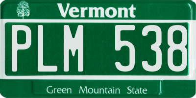 VT license plate PLM538