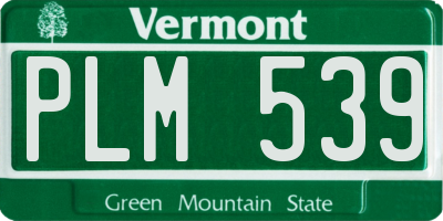 VT license plate PLM539