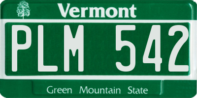 VT license plate PLM542