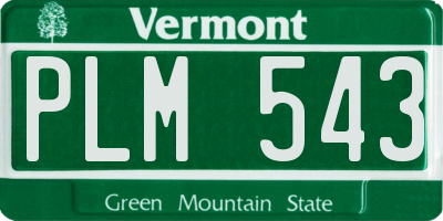 VT license plate PLM543