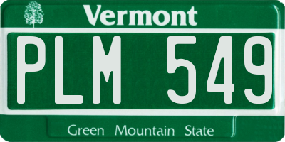 VT license plate PLM549