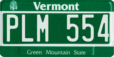 VT license plate PLM554