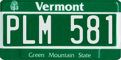 VT license plate PLM581