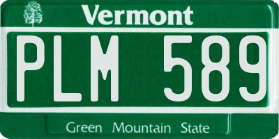 VT license plate PLM589