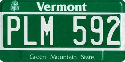 VT license plate PLM592