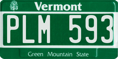 VT license plate PLM593