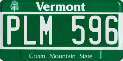 VT license plate PLM596