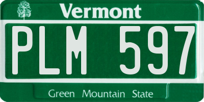 VT license plate PLM597
