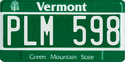 VT license plate PLM598