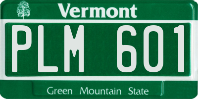 VT license plate PLM601