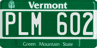 VT license plate PLM602