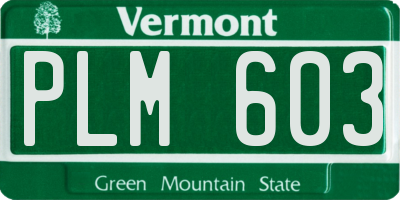 VT license plate PLM603