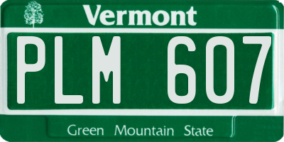 VT license plate PLM607