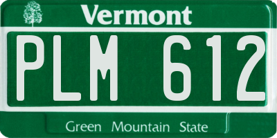 VT license plate PLM612