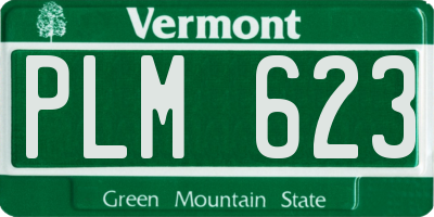 VT license plate PLM623