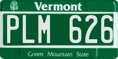 VT license plate PLM626