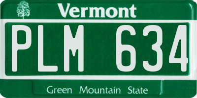 VT license plate PLM634