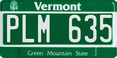 VT license plate PLM635