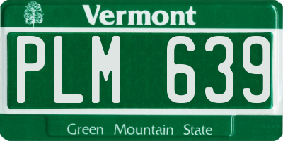 VT license plate PLM639